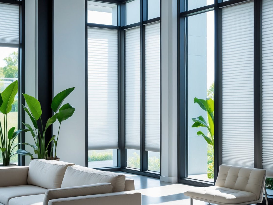 Creating Visual Height with Vertical Cellular Panels and Band Shades