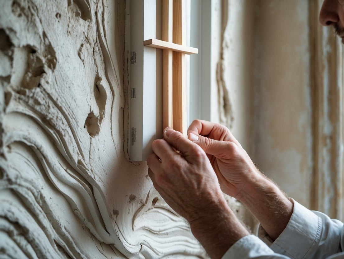 Using Shims to Level Shades on Wavy Old Plaster Walls