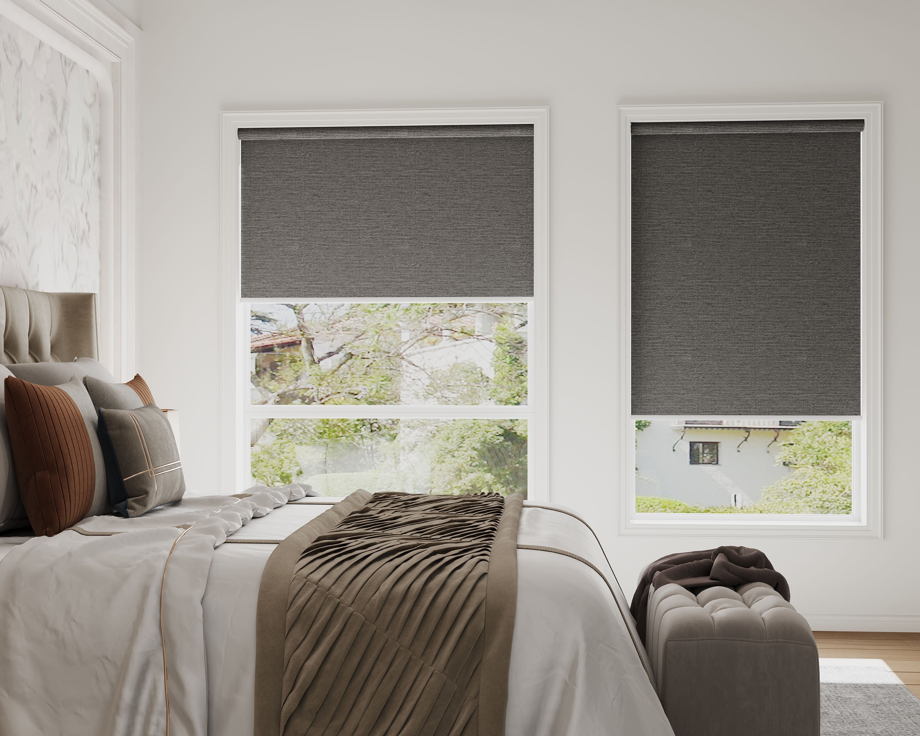 Cordless zebra, bamboo & cellular shades in blackout and light-filtering styles