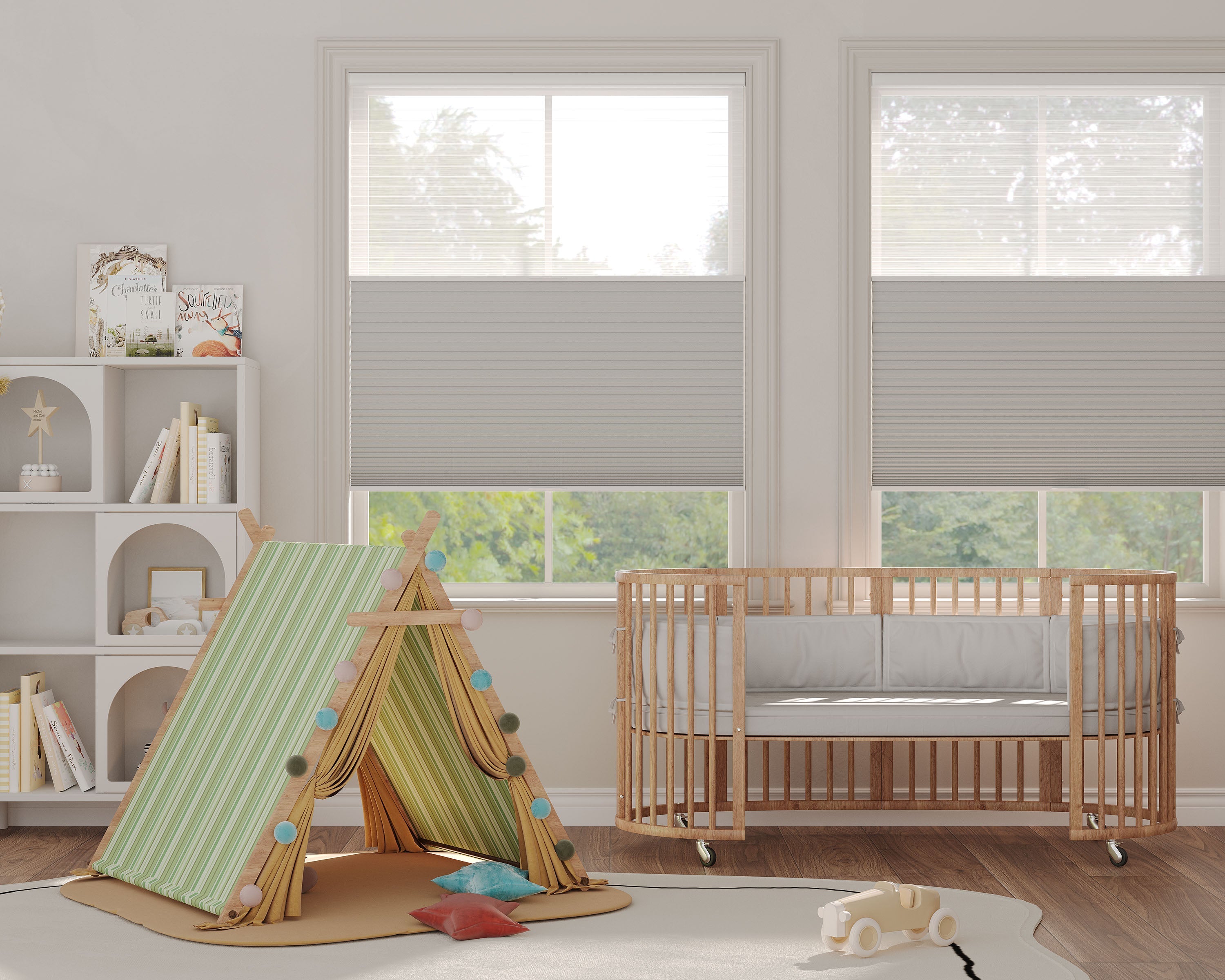 Child-safe cordless blinds in blackout and colorful designs