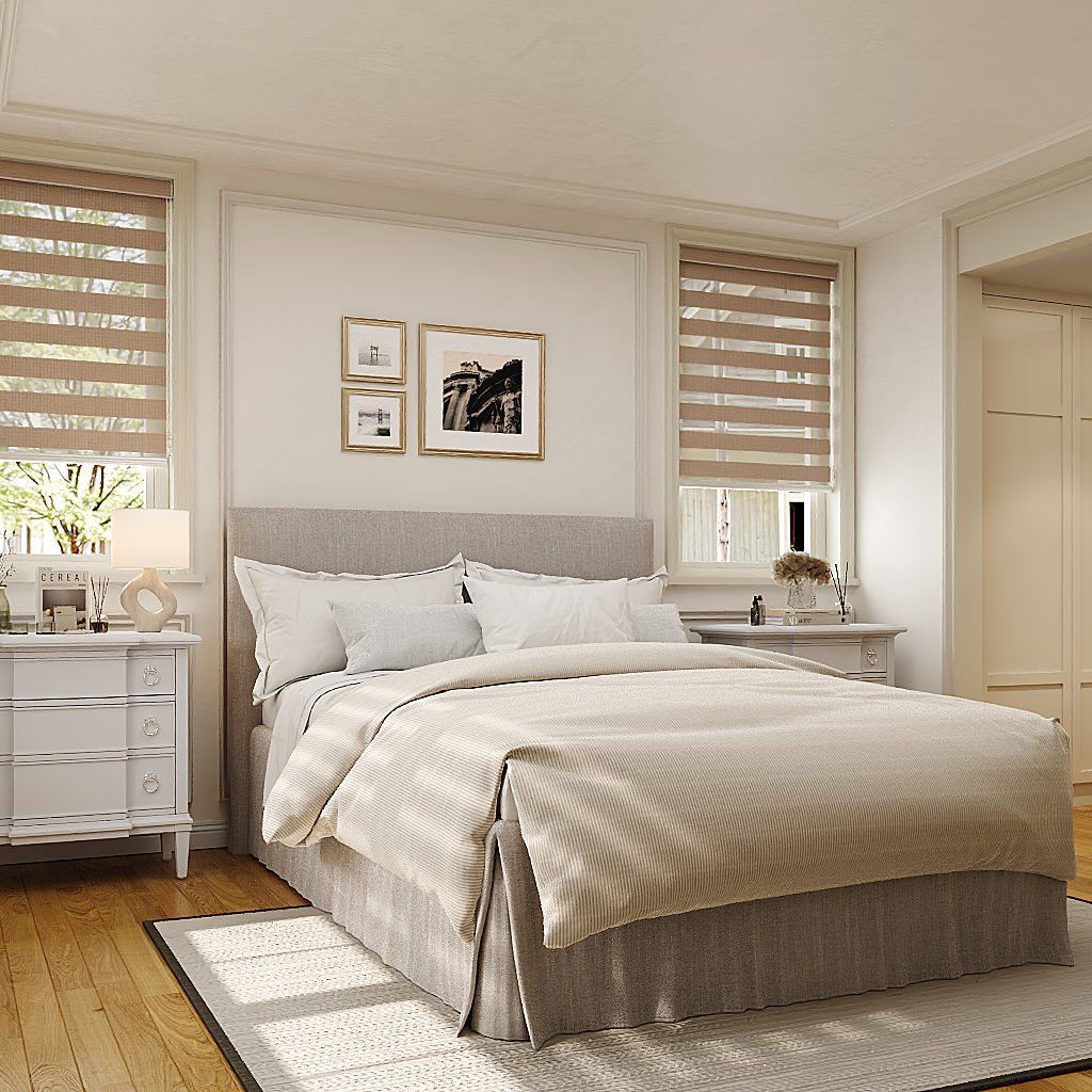 Customizable motorized and cordless Zebra blinds with smart features