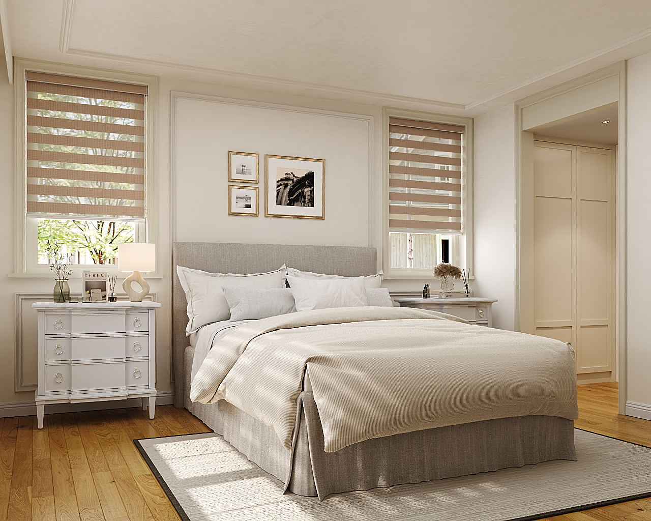 Customizable motorized and cordless Zebra blinds with smart features