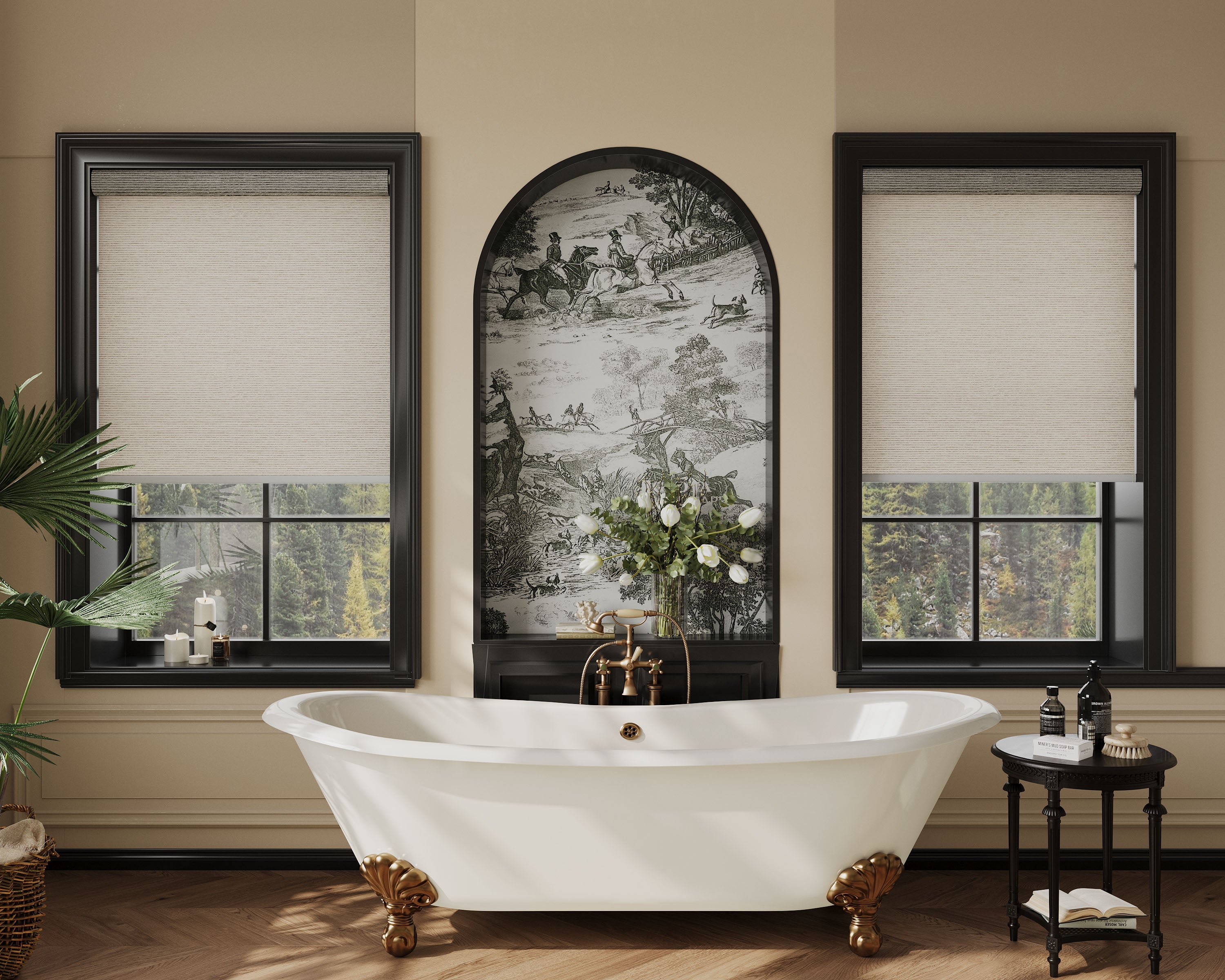 Moisture-resistant zebra, roller & cellular blinds for bathrooms