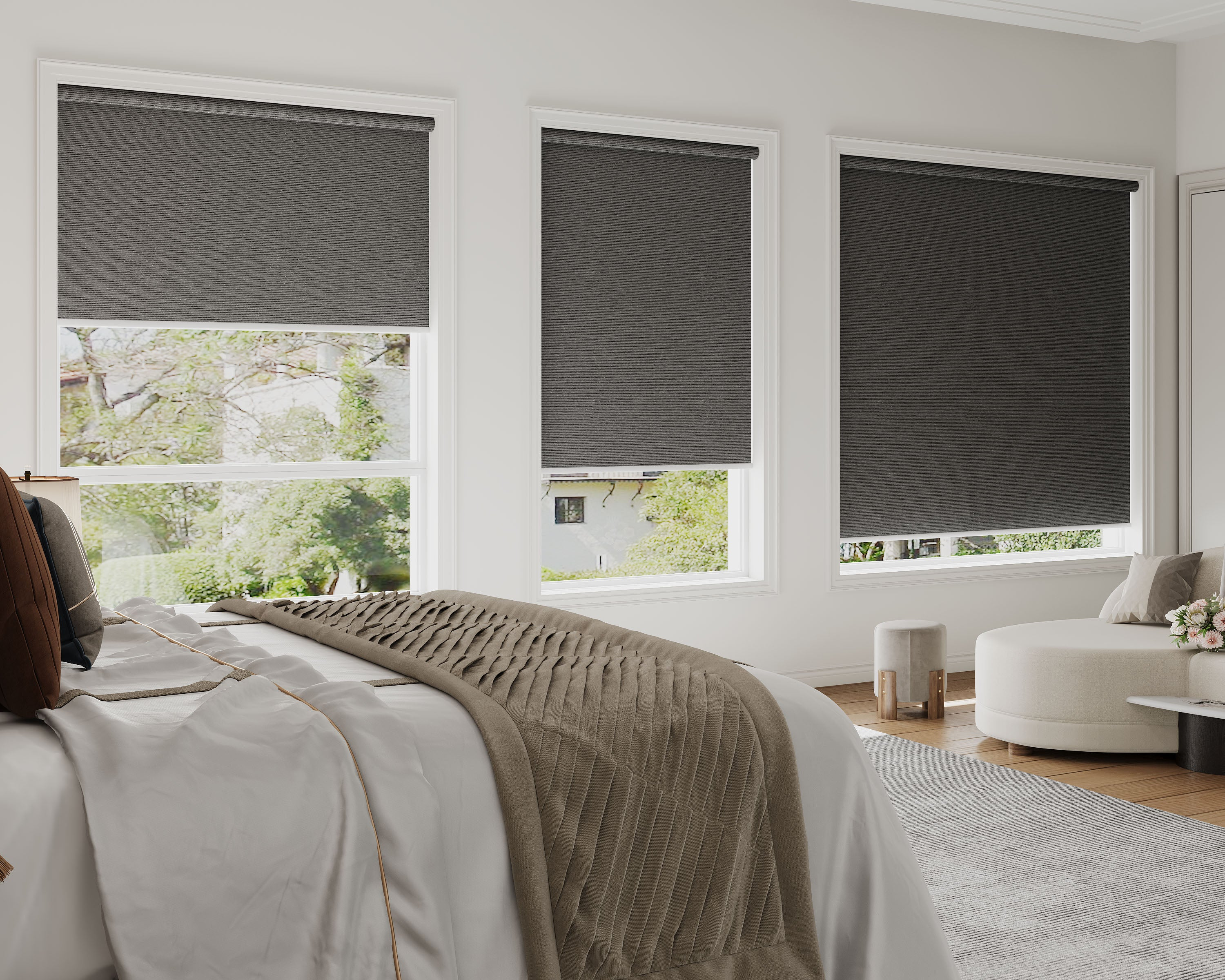 Roman & cellular shades for modern bedrooms