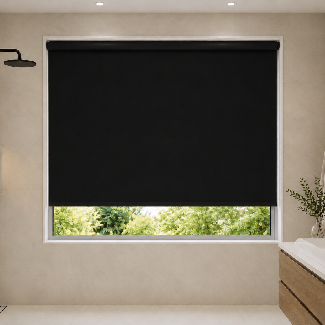 Premium Waterproof & Fire-Resistant Blackout Roller Shades for Showers & Wet Zones