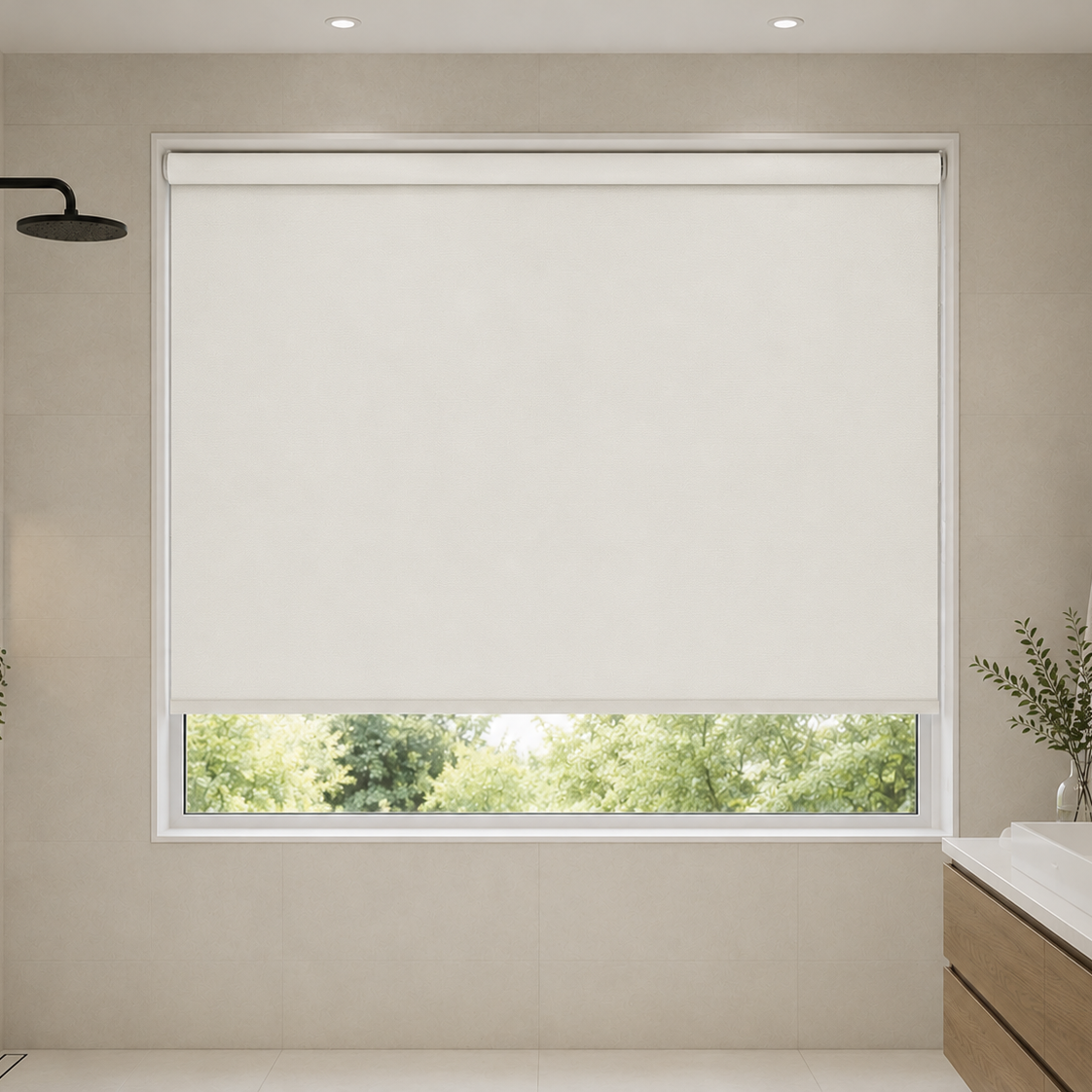 Premium Waterproof & Fire-Resistant Blackout Roller Shades for Showers & Wet Zones