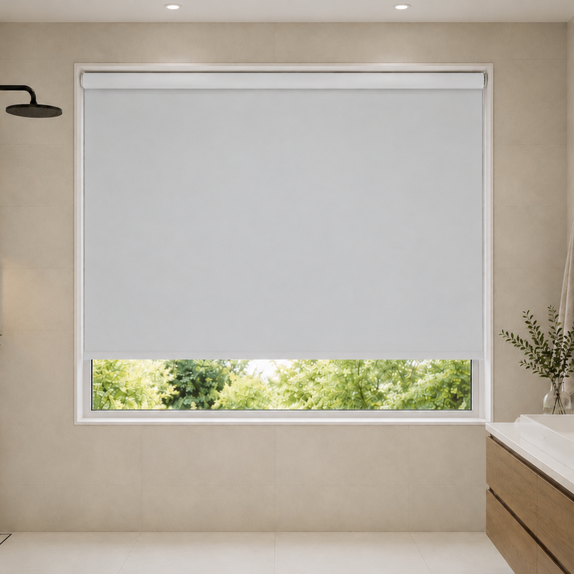 Premium Waterproof & Fire-Resistant Blackout Roller Shades for Showers & Wet Zones