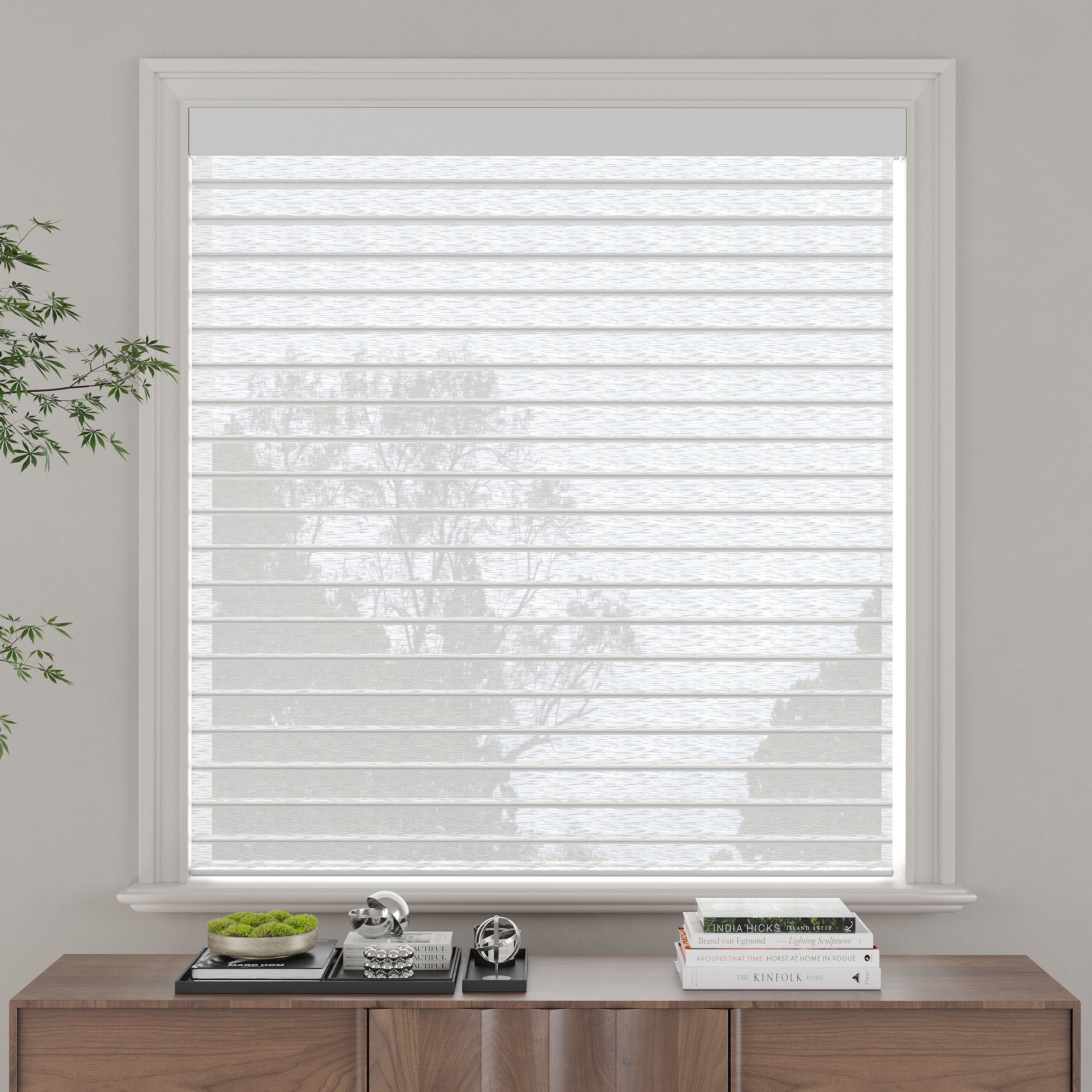 Blind fabric sample shown up close.