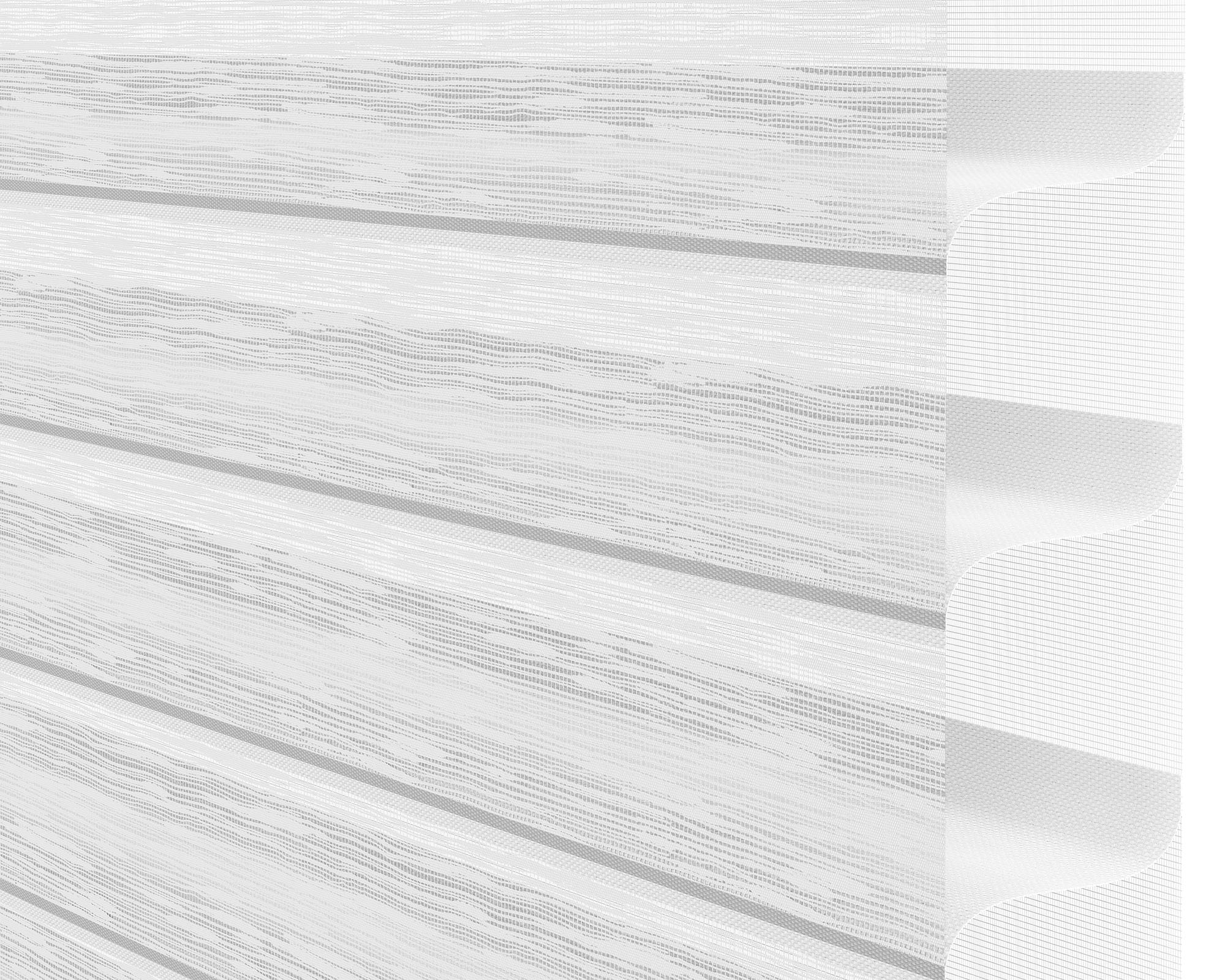 Close-up of blind fabric sample in a light sand color.