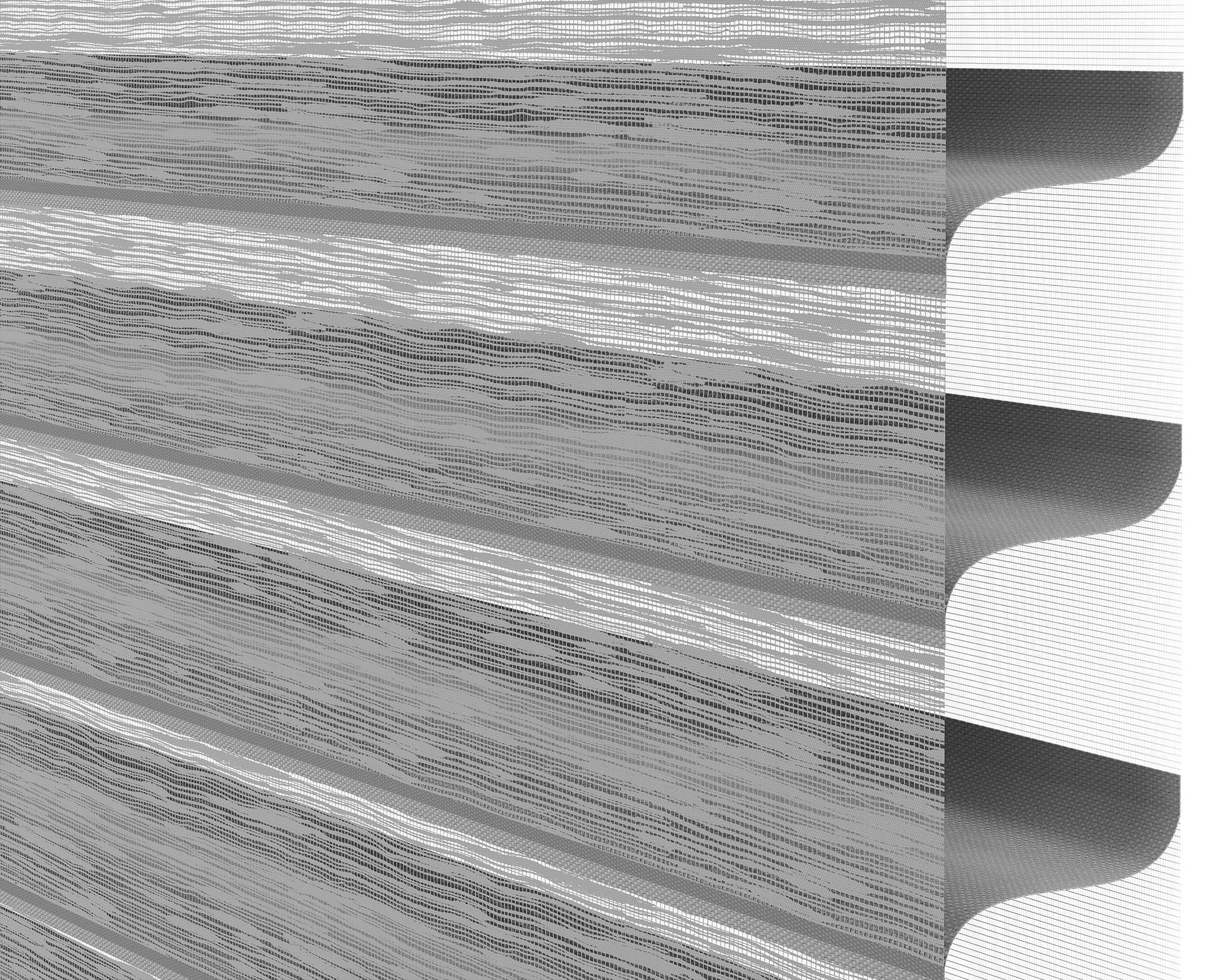 Neutral taupe window shade material shown in fabric swatch.