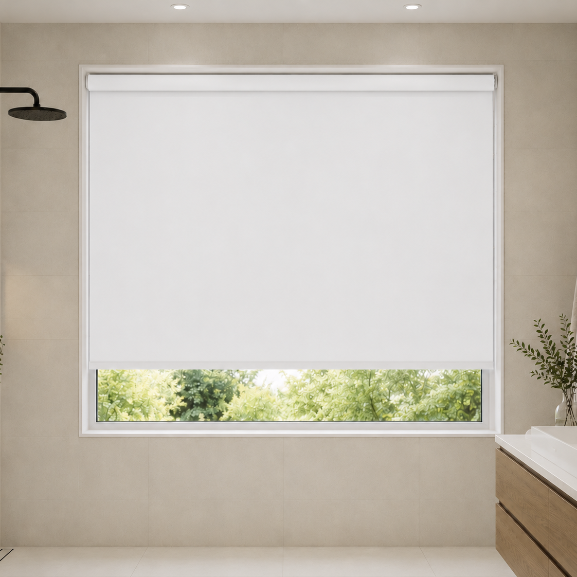 Premium Waterproof & Fire-Resistant Blackout Roller Shades for Showers & Wet Zones