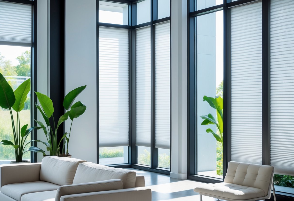 Creating Visual Height with Vertical Cellular Panels and Band Shades