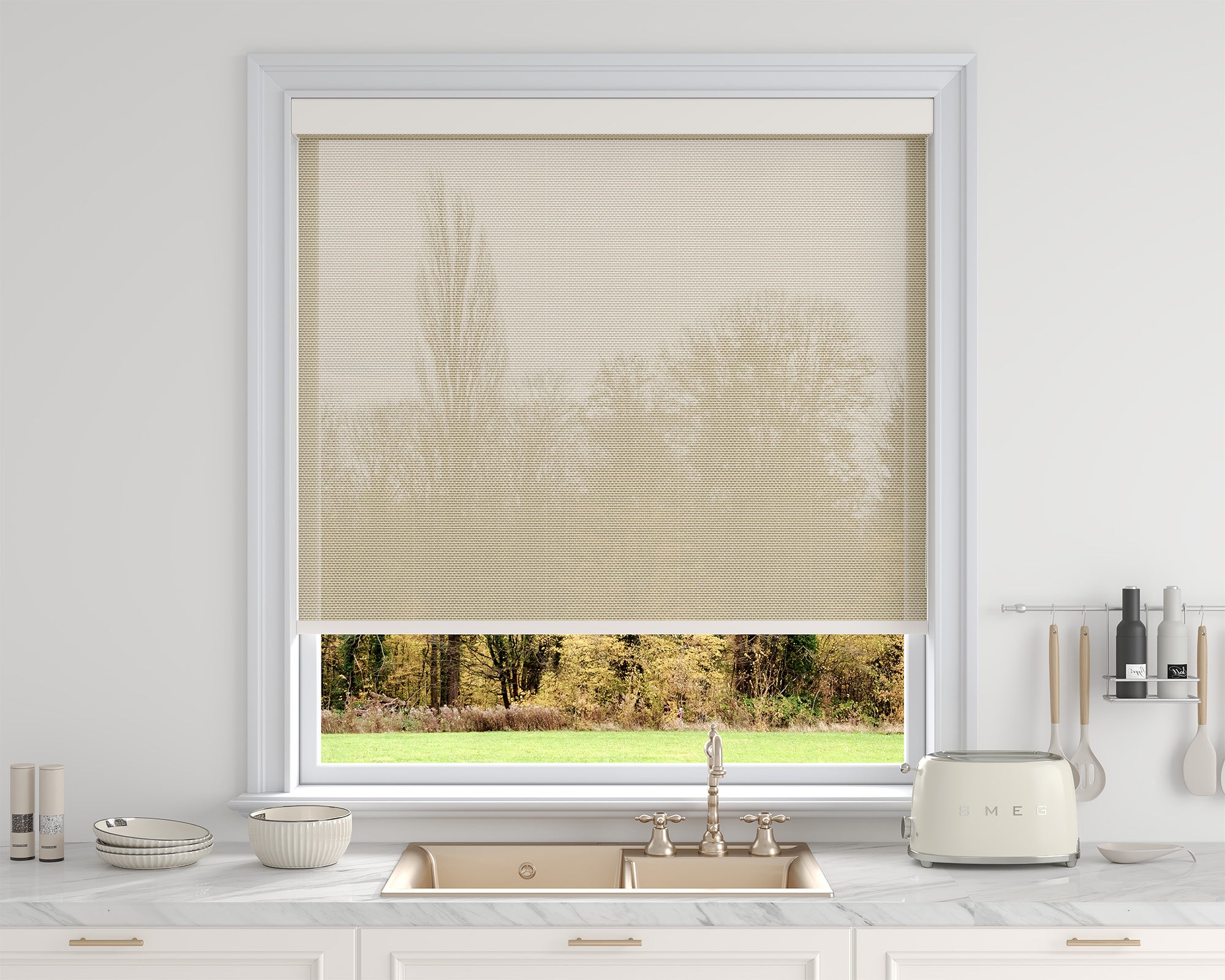 Sarasota Custom Solar Shades - 1%, 3% & 5% Openness, GREENGUARD Certified, Cordless & Motorized, Child-Safe for Living Room & Kitchen