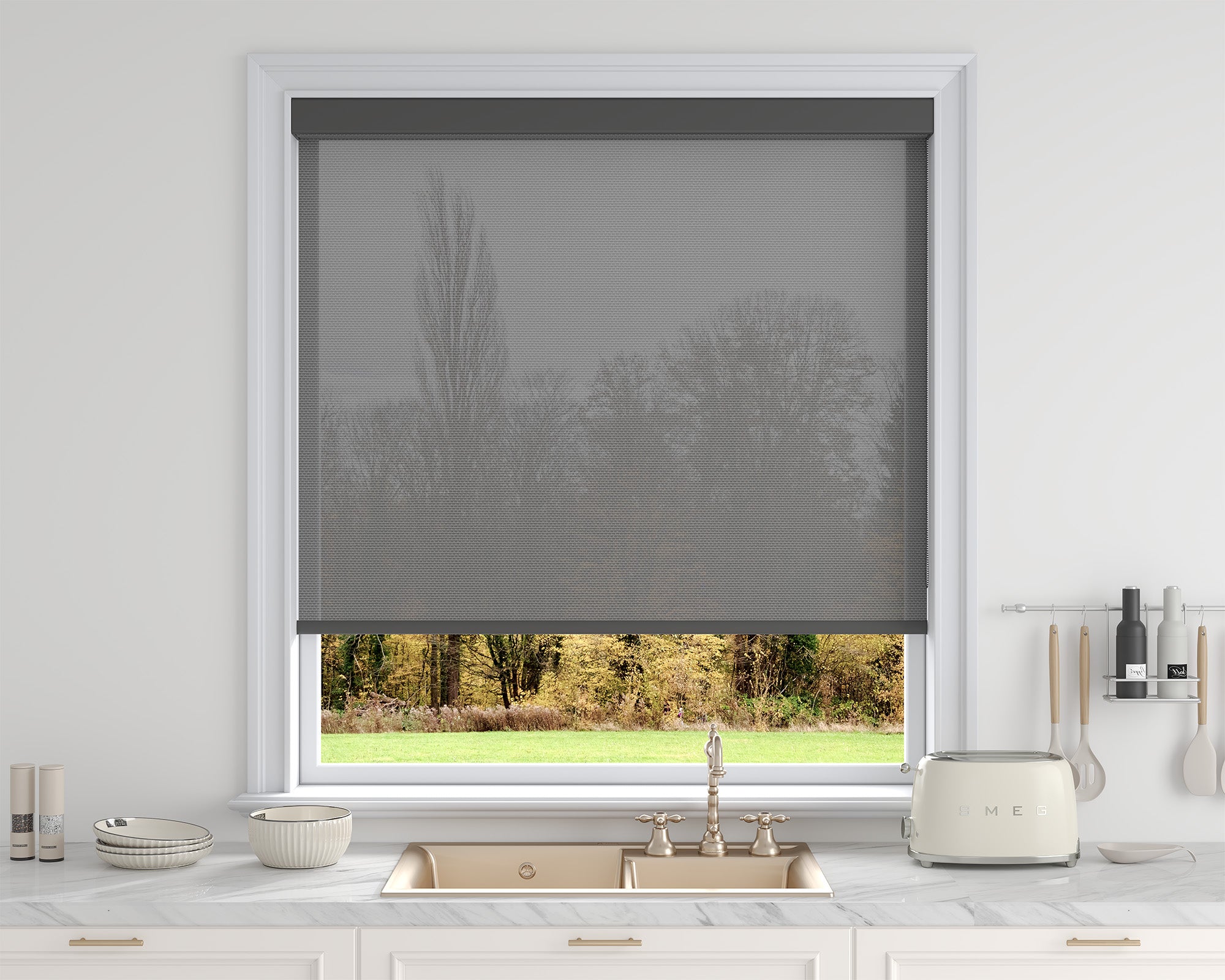 Sarasota Custom Solar Shades - 1%, 3% & 5% Openness, GREENGUARD Certified, Cordless & Motorized, Child-Safe for Living Room & Kitchen